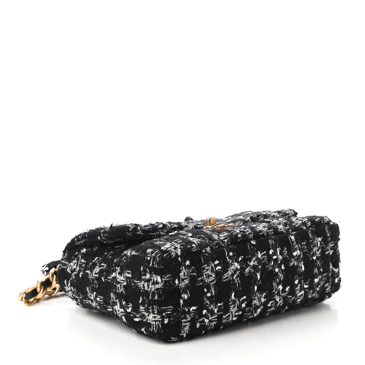 Chanel Tweed Quilted Medium Chanel 19 Flap Black Silver Ecru 4 of 10