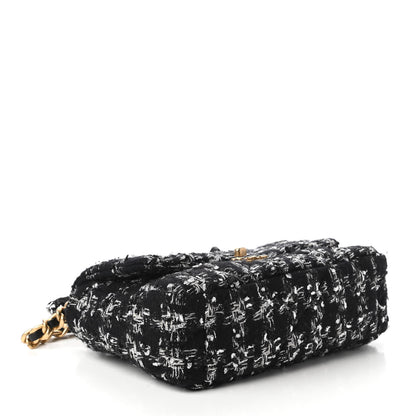 Chanel Tweed Quilted Medium Chanel 19 Flap Black Silver Ecru 4 of 10