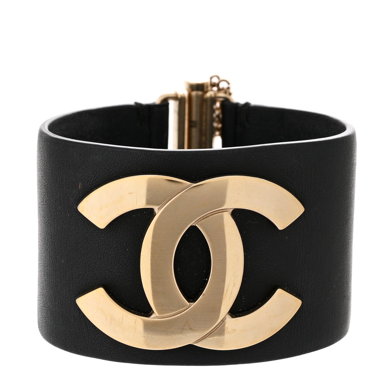Chanel Calfskin CC Wide Cuff M Black Gold 1 of 6