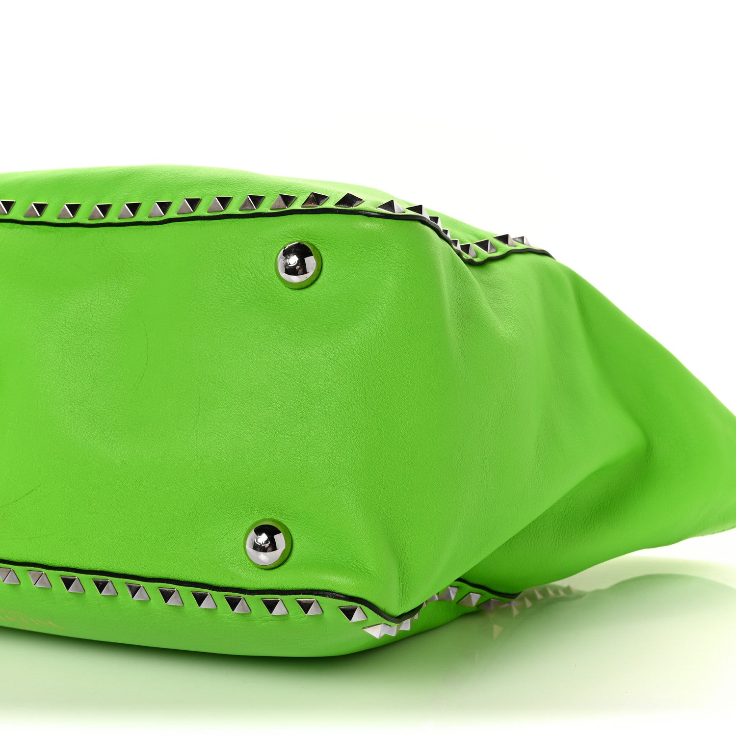 Valentino Garavani Vitello Medium Rockstud Tote Green Fluo 5 of 9