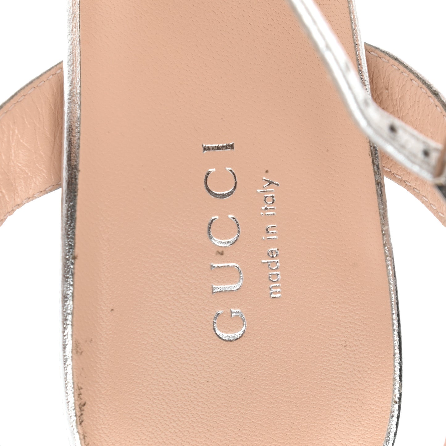 Sequin Satin Nappa GG Marmont Ankle Wrap 105mm Sandals 38 Silver Grigio Argento