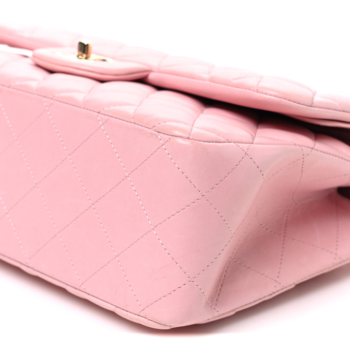 Lambskin Quilted Jumbo Double Flap Light Pink