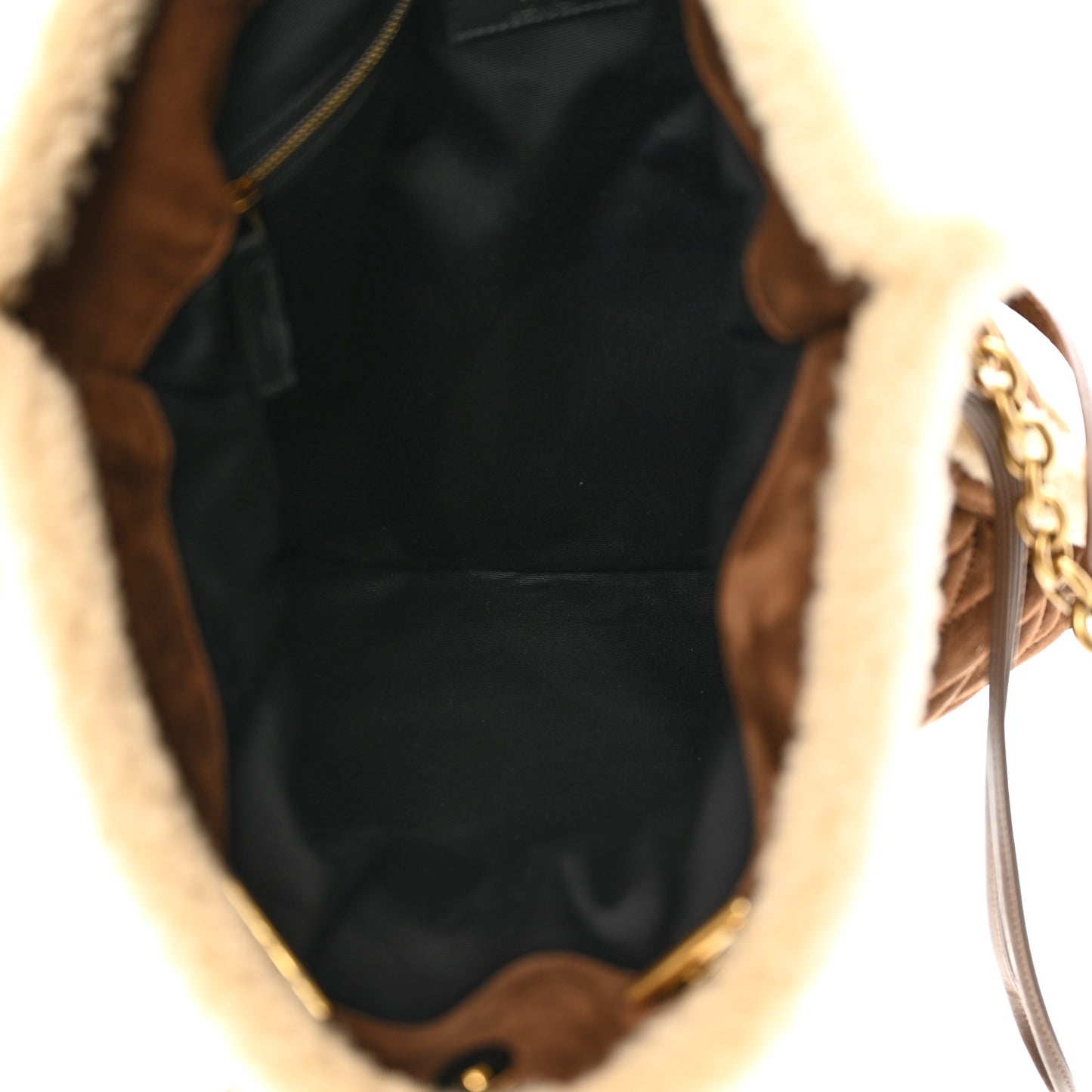 Suede Shearling Quilted Le Pochon Natural Tan