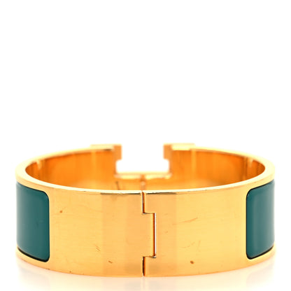 Hermes Enamel Wide Clic Clac H Bracelet PM Malachite 3 of 4