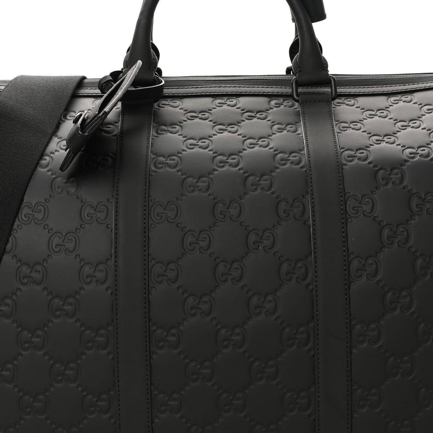 Gucci Rubber Effect GG Embossed Large Duffle Bag Black 7 of 9