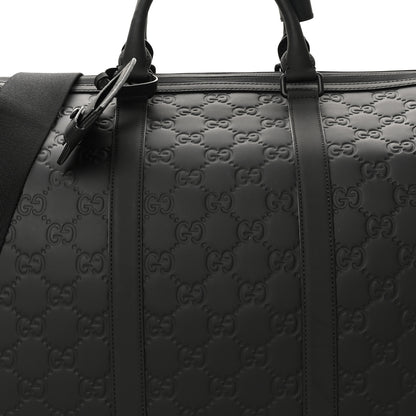 Gucci Rubber Effect GG Embossed Large Duffle Bag Black 7 of 9