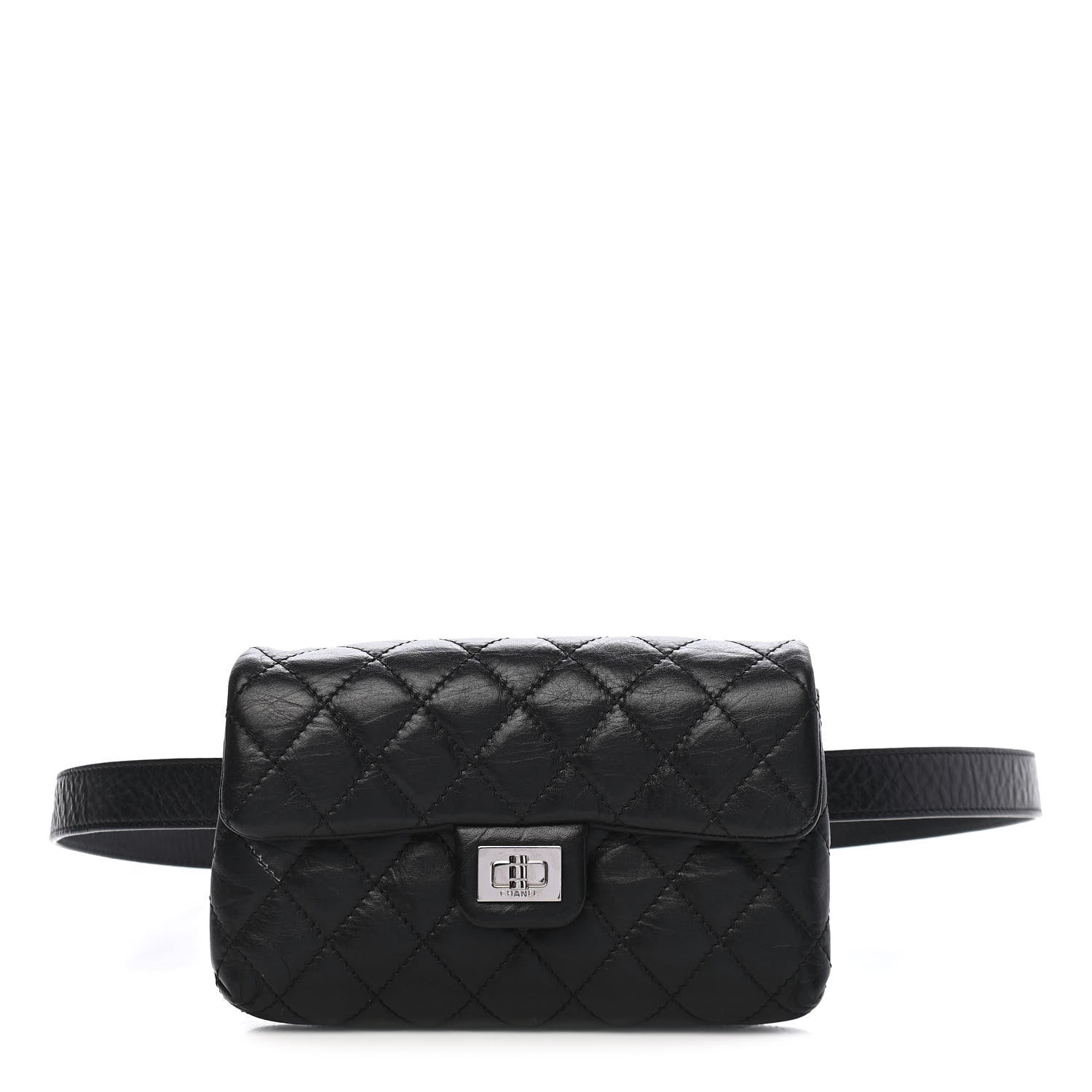 Chanel Calfskin Quilted 2.55 Reissue Flap Belt Bag Clutch Black 1 of 9