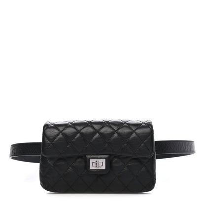 Chanel Calfskin Quilted 2.55 Reissue Flap Belt Bag Clutch Black 1 of 9