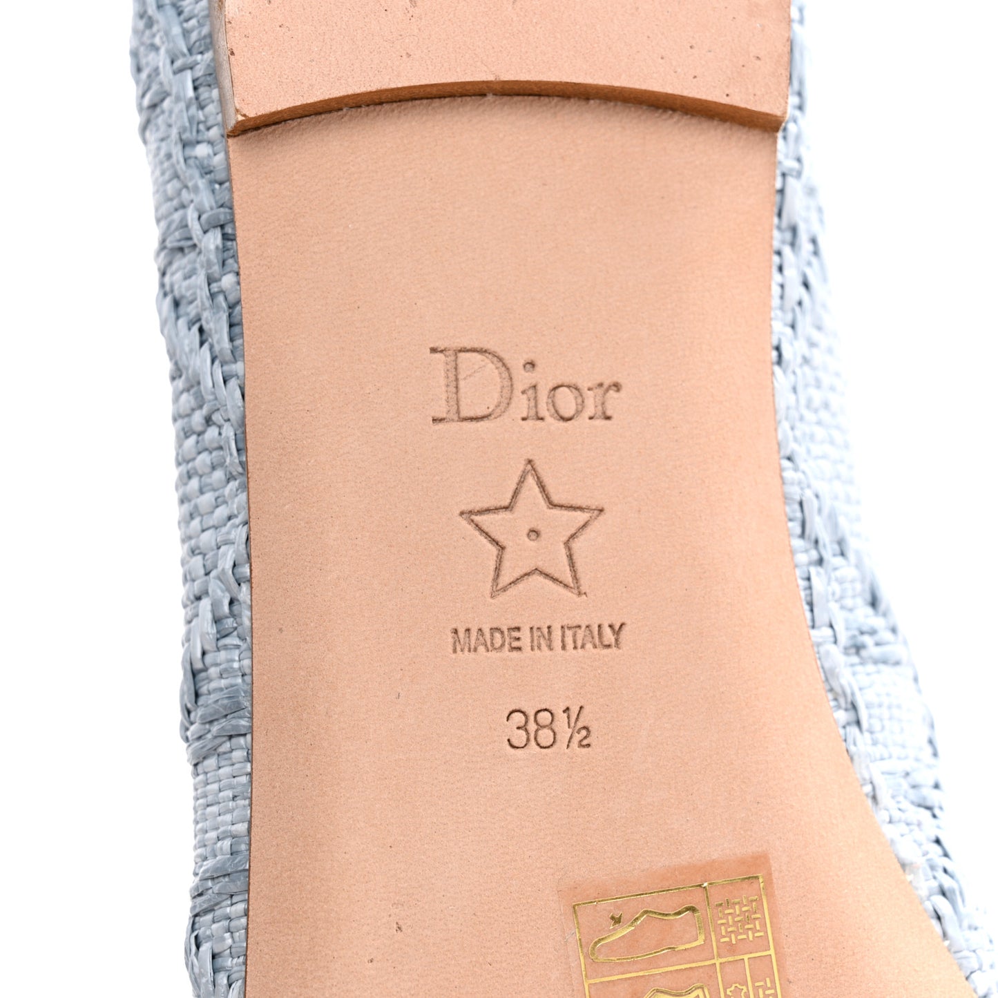 Raffia Cannage Ballet Flat 38.5 Bleu Pastel