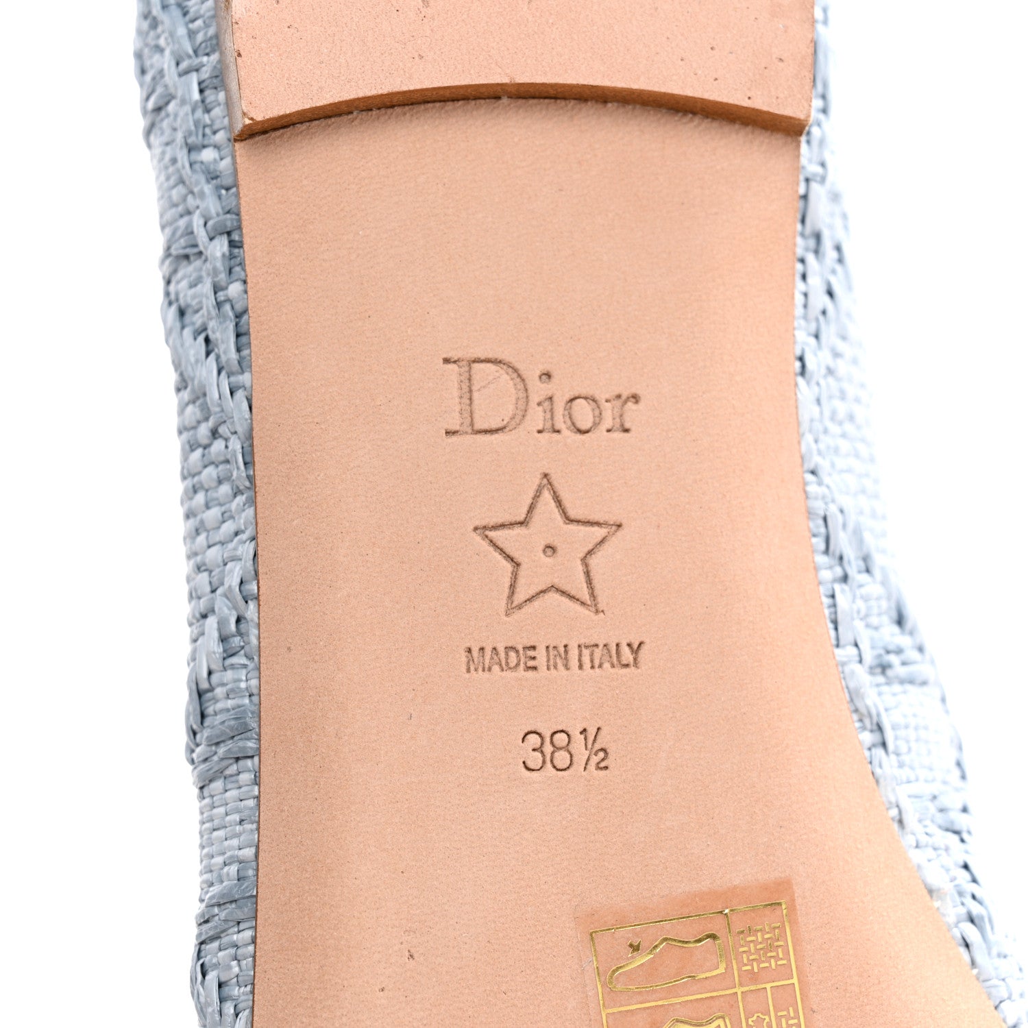 Christian Dior Raffia Cannage Ballet Flat 38.5 Bleu Pastel 7 of 10