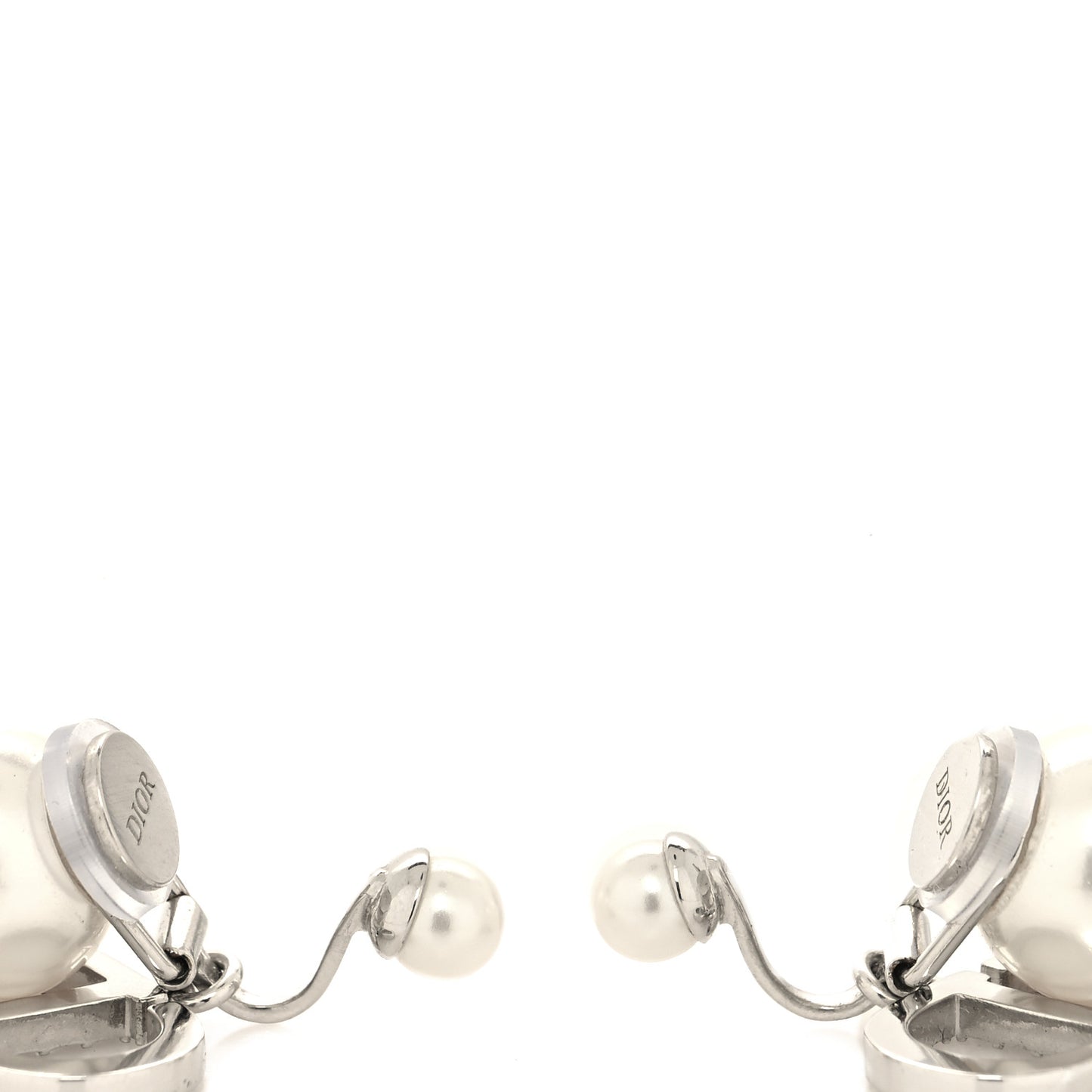 Pearl Crystal Tribal CD Clip On Drop Earrings Silver