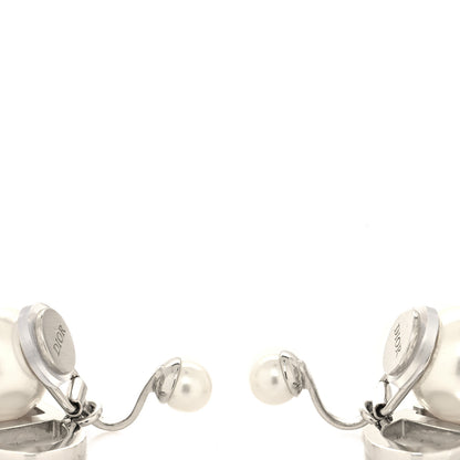 Christian Dior Pearl Crystal Tribal CD Clip On Drop Earrings Silver 3 of 4