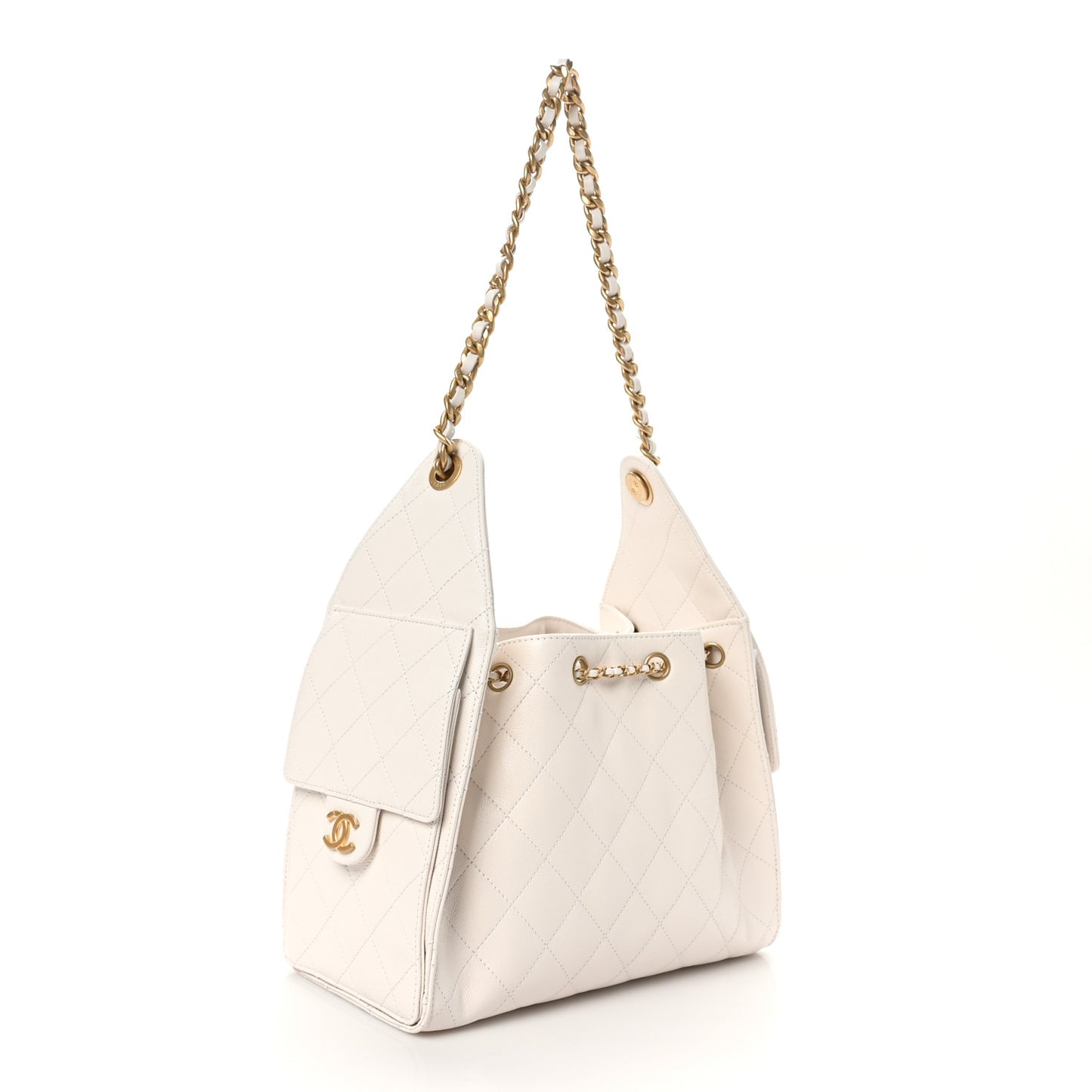 Caviar Quilted Small Chanel 25 Handbag White