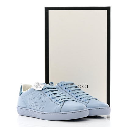 Gucci Calfskin Interlocking G Perforated Womens Ace Sneakers 36.5 Porcelain Light Blue Zaffiro 9 of 9