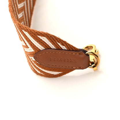 Hermes Toile Swift 50mm Sangle ZigZag Shoulder Strap Gold White 5 of 6