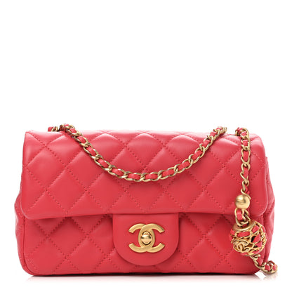 Chanel Lambskin Quilted Mini Rectangular Pearl Crush Flap Red 1 of 11