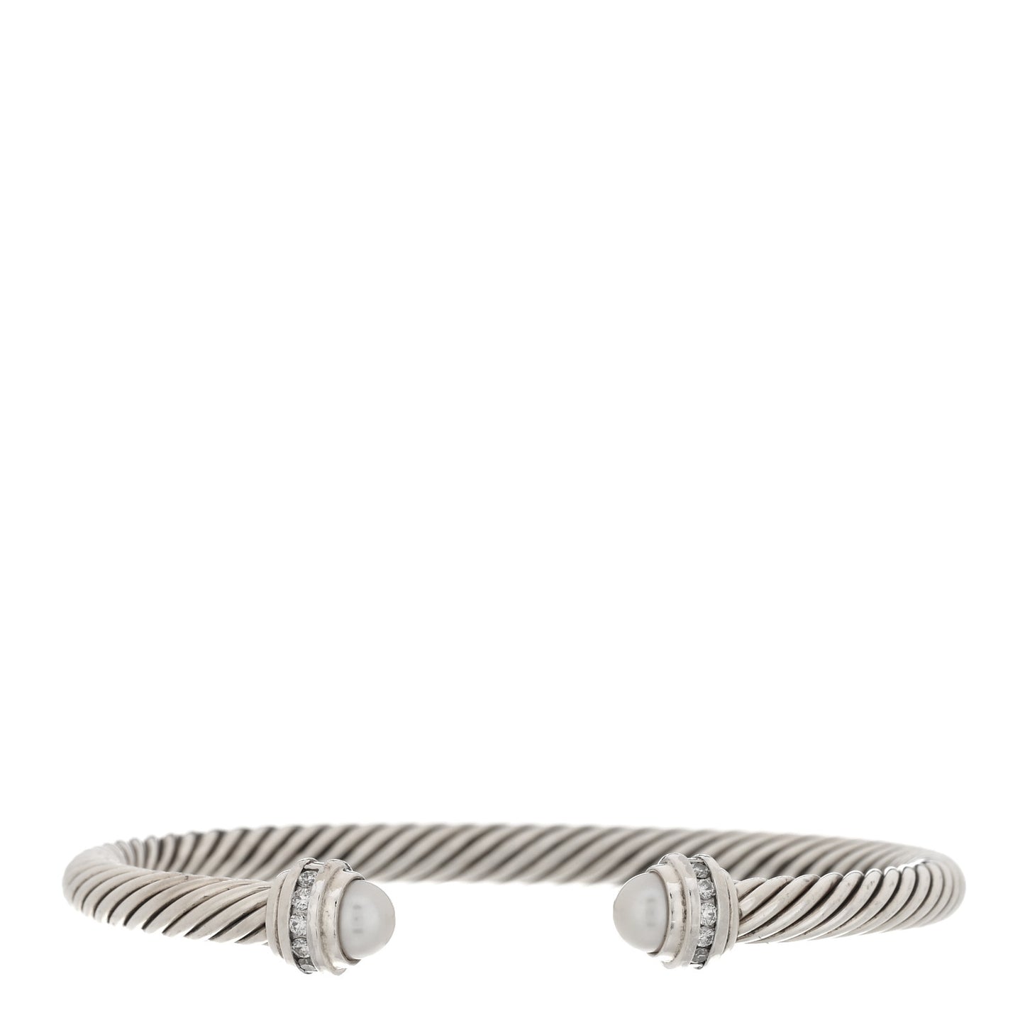 Sterling Silver Diamond Pearl 5mm Cable Classics Princess Bracelet