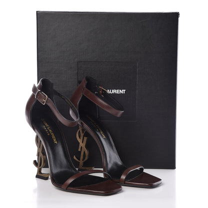 Saint Laurent Calfskin Opyum Sandals 37.5 Brown 9 of 9