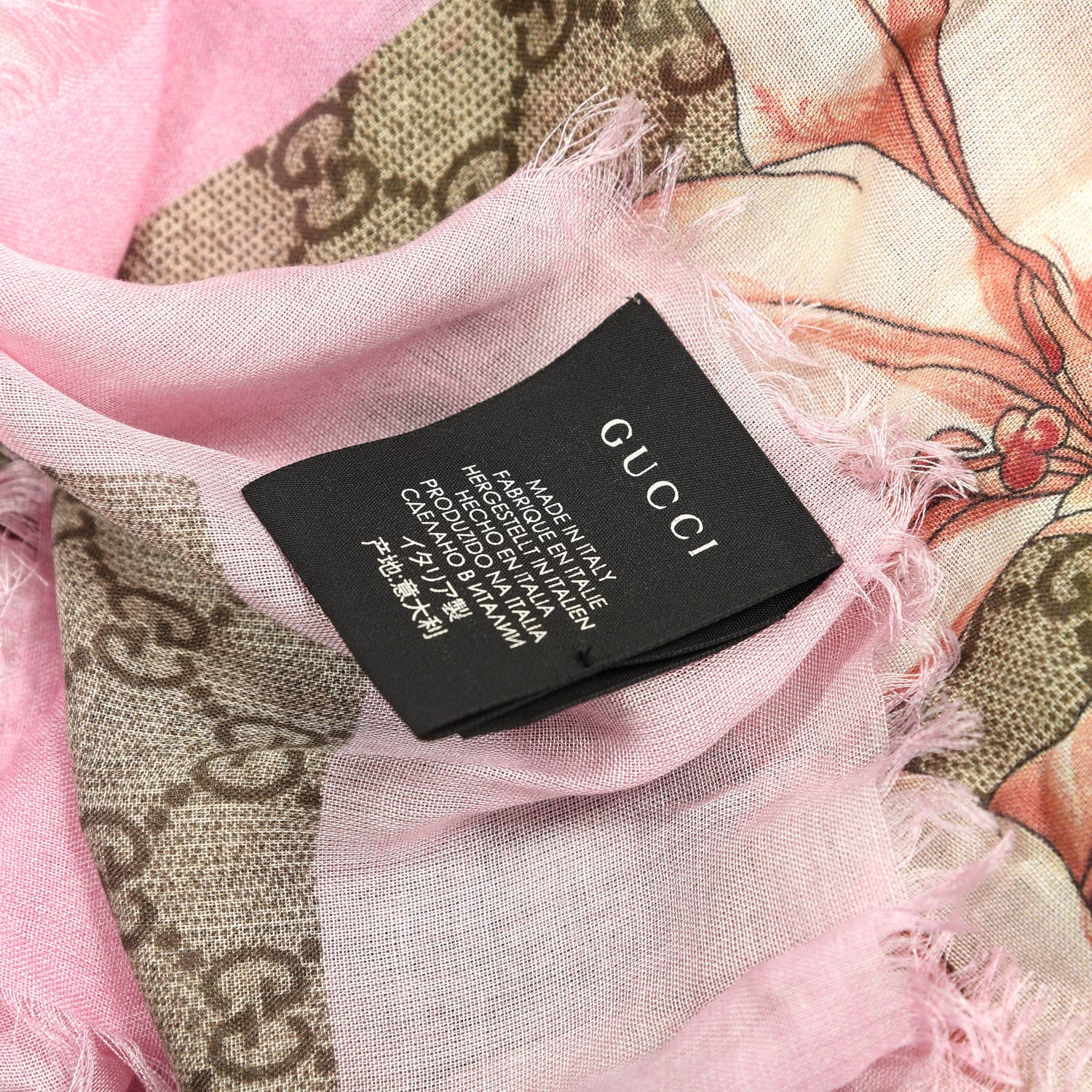 Gucci Silk Monogram Flora Square Scarf Light Pink 3 of 3