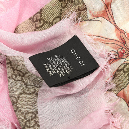 Gucci Silk Monogram Flora Square Scarf Light Pink 3 of 3