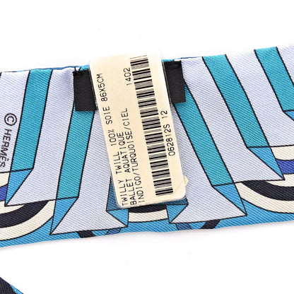 Hermes Silk Ballet Aquatique Twilly Indigo Turquoise Ciel 3 of 5