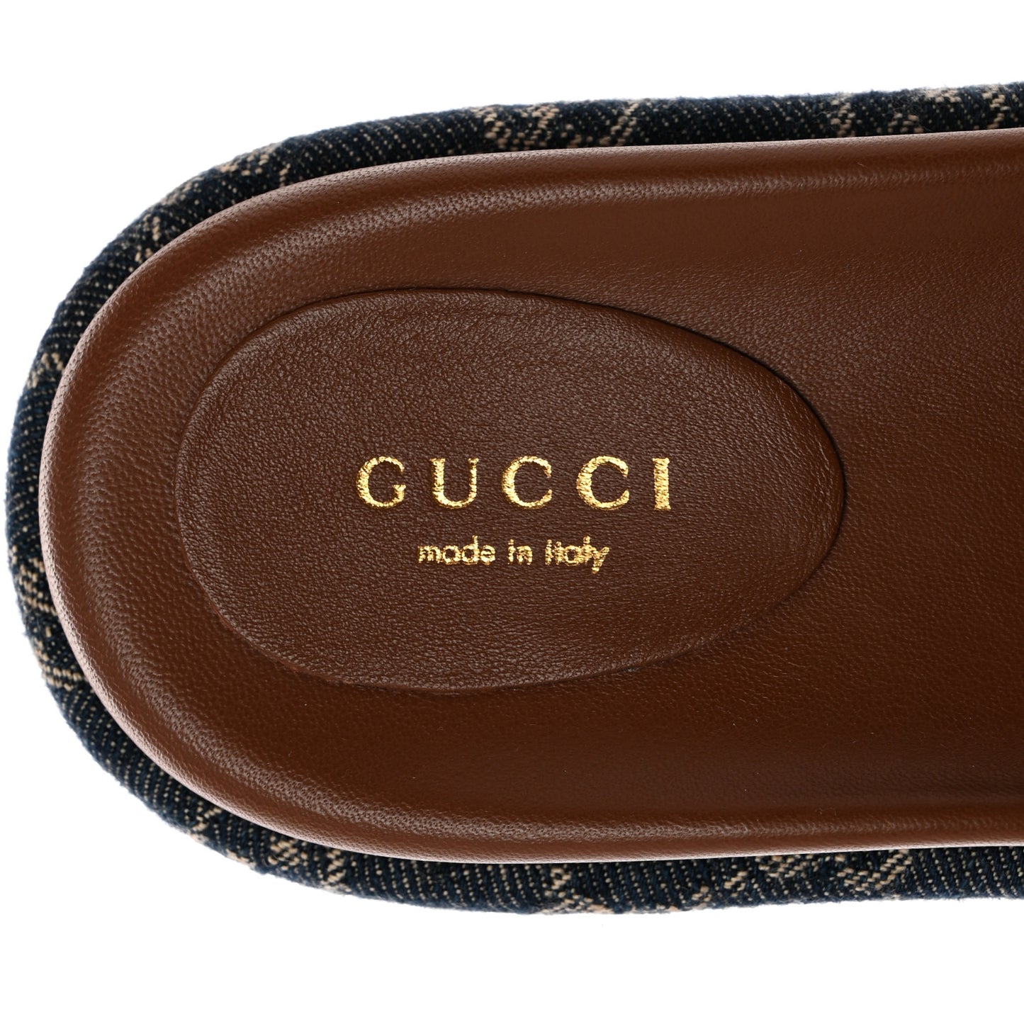 New Denim GG Monogram Angelina Platform 55mm Slide Sandals 37.5 Blue Tea