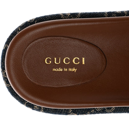 Gucci New Denim GG Monogram Angelina Platform 55mm Slide Sandals 37.5 Blue Tea 7 of 11