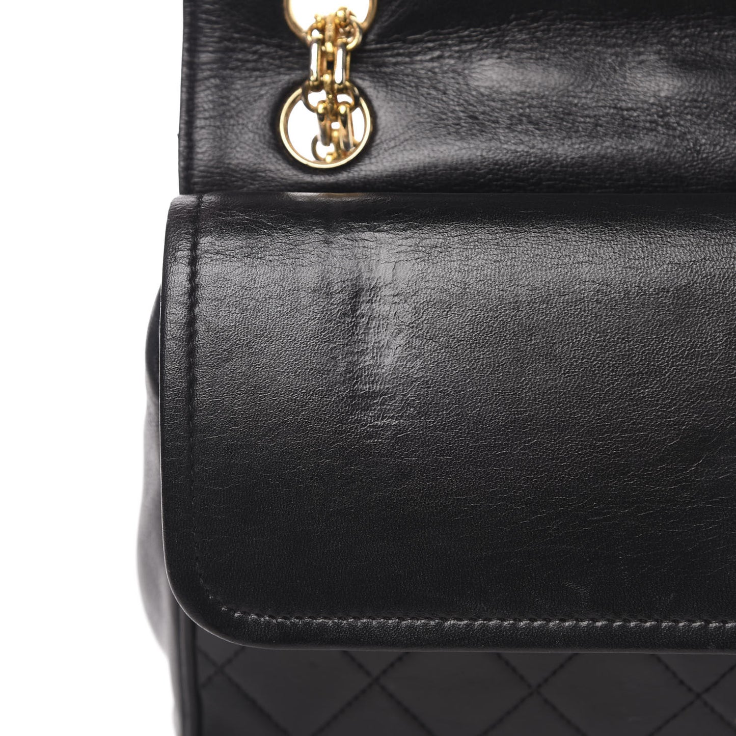 Lambskin Quilted Medium Double Flap Black