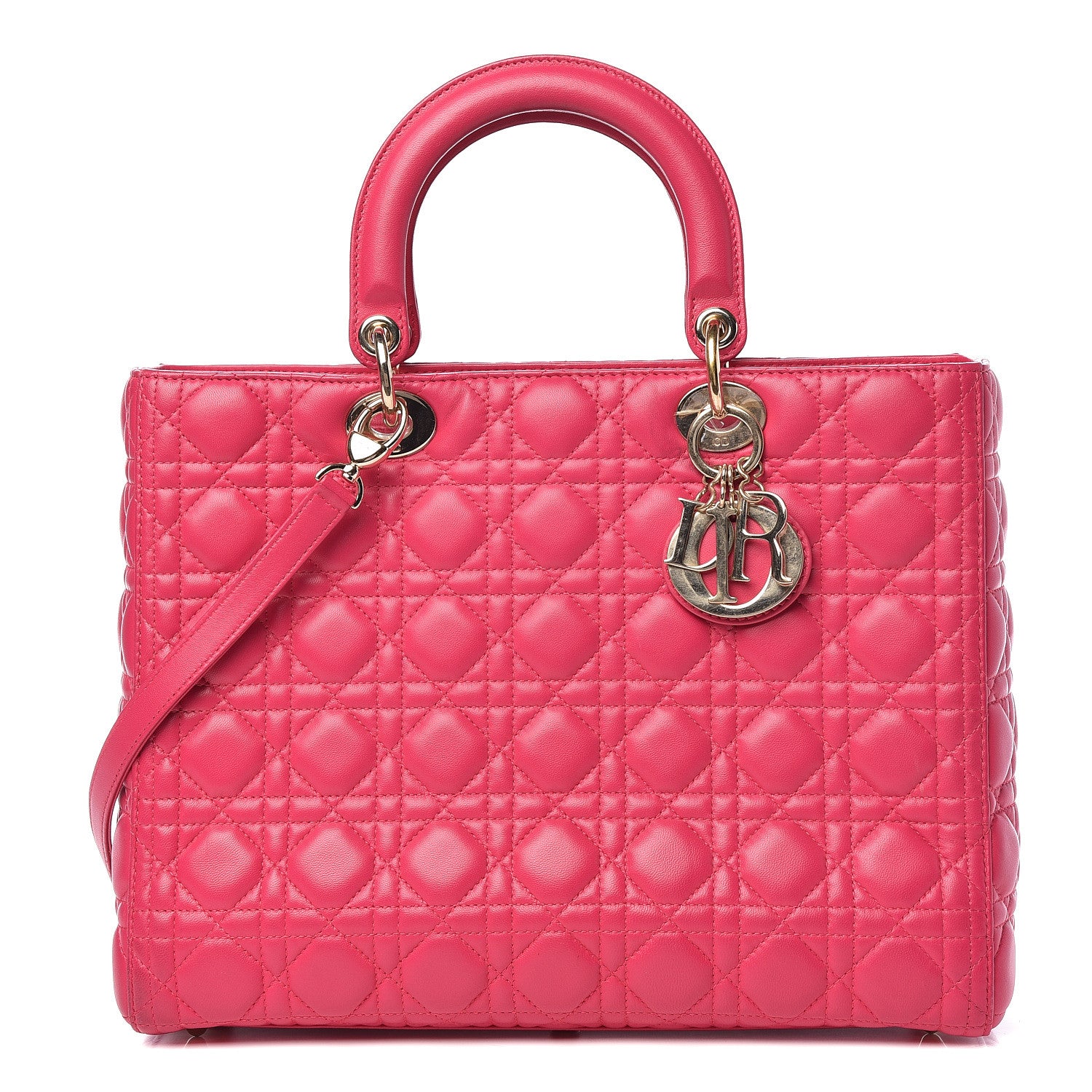 Christian Dior Lambskin Cannage Large Lady Dior Fuchsia 1 of 12