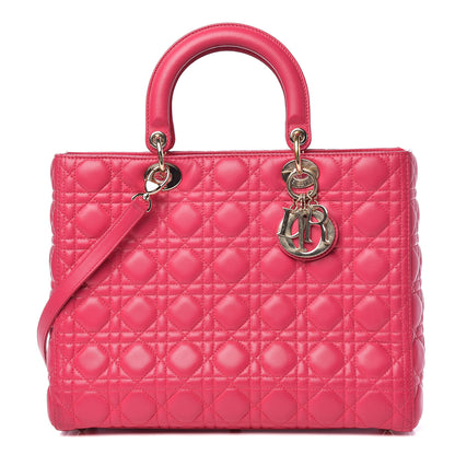 Christian Dior Lambskin Cannage Large Lady Dior Fuchsia 1 of 12