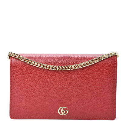 Gucci Dollar Calfskin Mini GG Marmont Chain Wallet Hibiscus Red 1 of 8