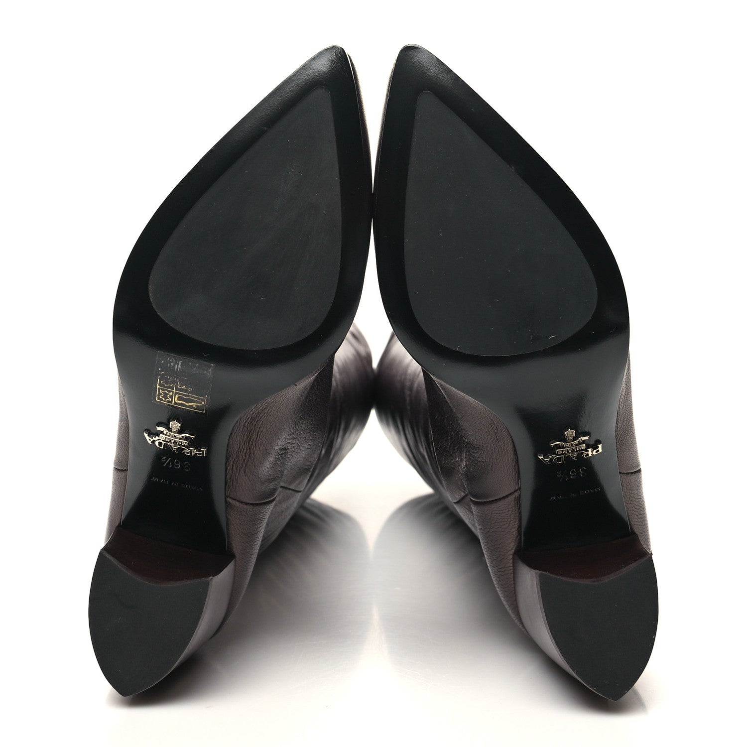 Prada Metallic Calfskin Knee High 105mm Boots 36.5 Bronze 5 of 7