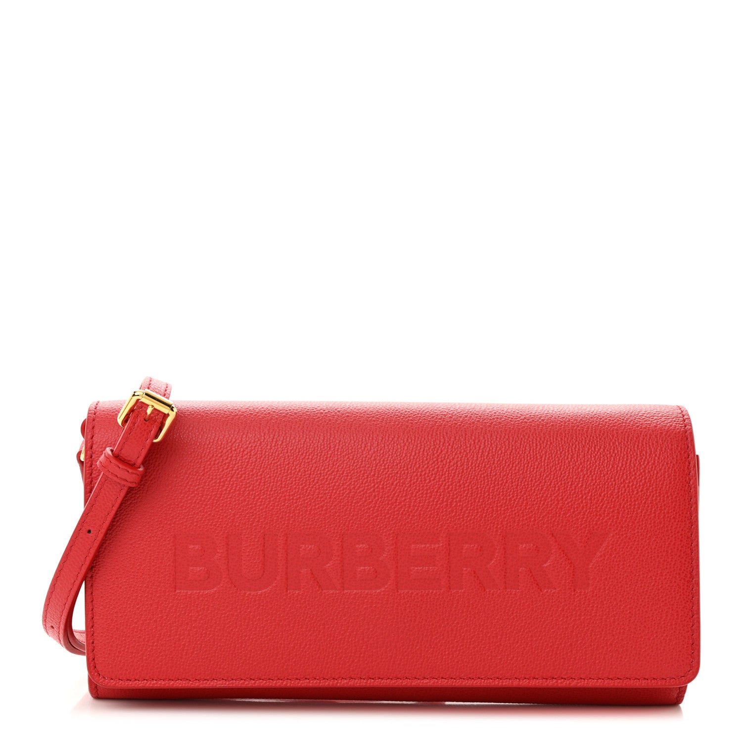 Burberry Grainy Calfskin Logo Henley Wallet On Chain Red 1 of 13