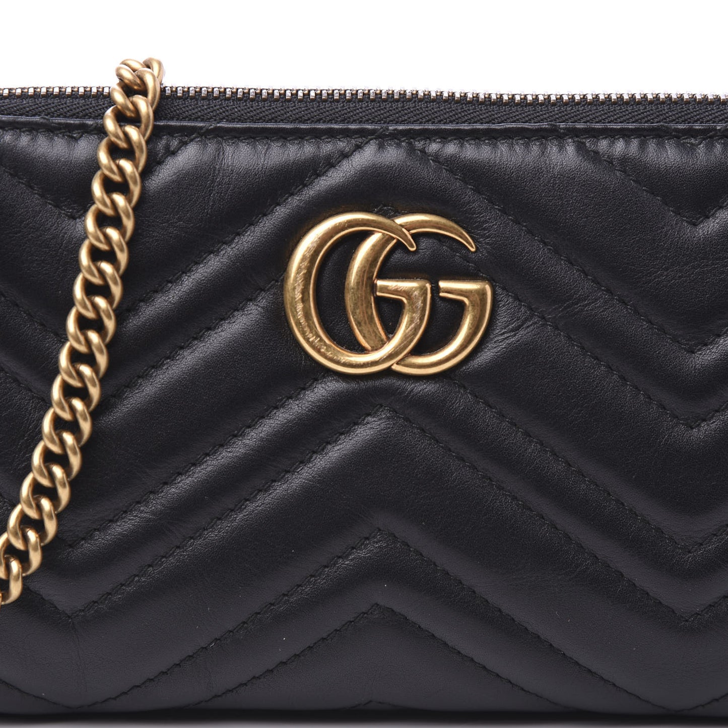 Calfskin Matelasse Mini GG Marmont Chain Bag Black