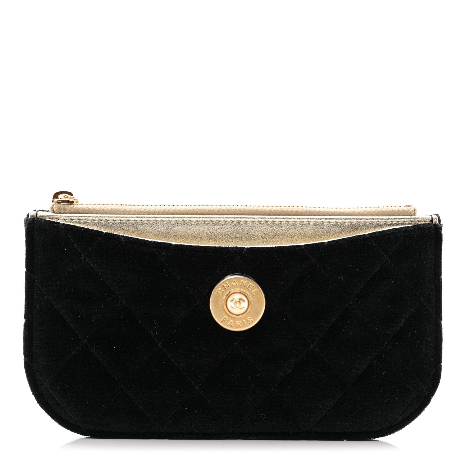Chanel Velvet Metallic Lambskin Quilted Cosmetic Case Black 1 of 8