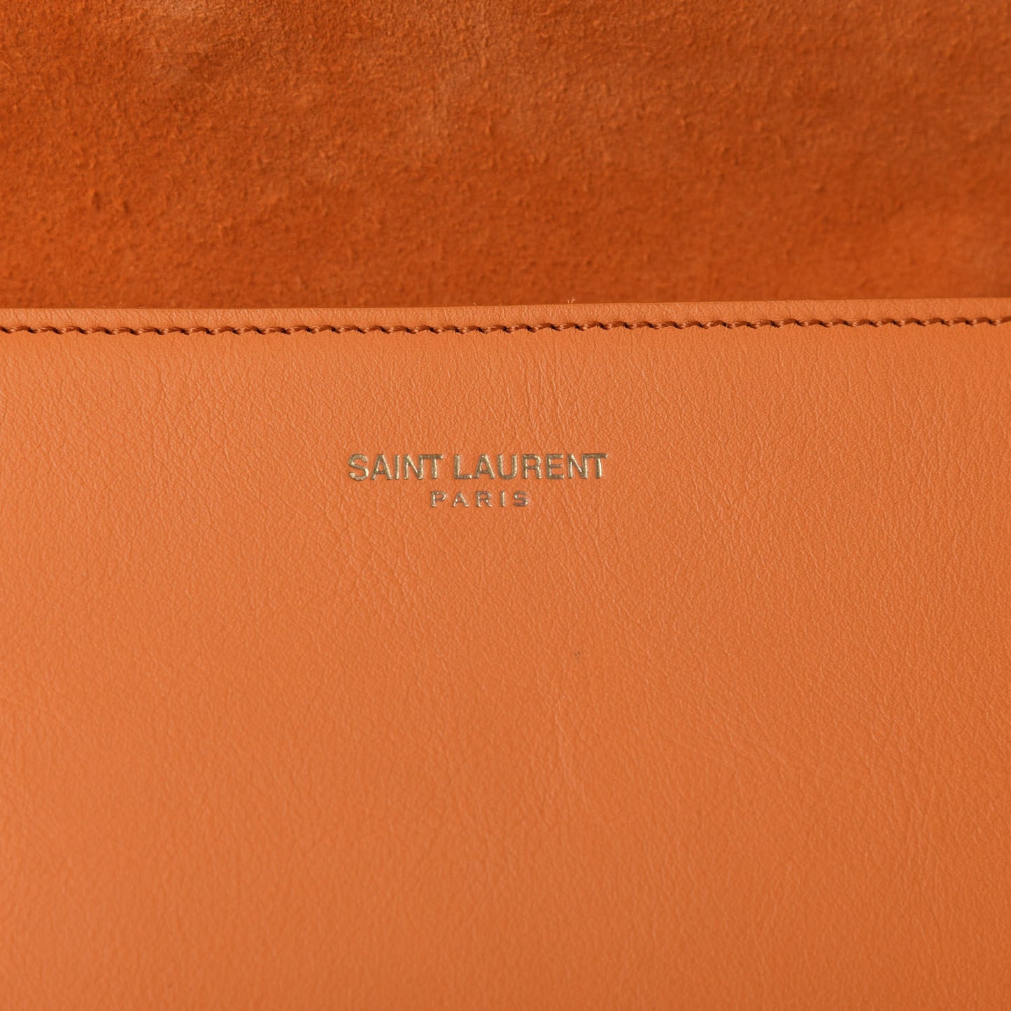Calfskin Classic Y Ligne Clutch Orange