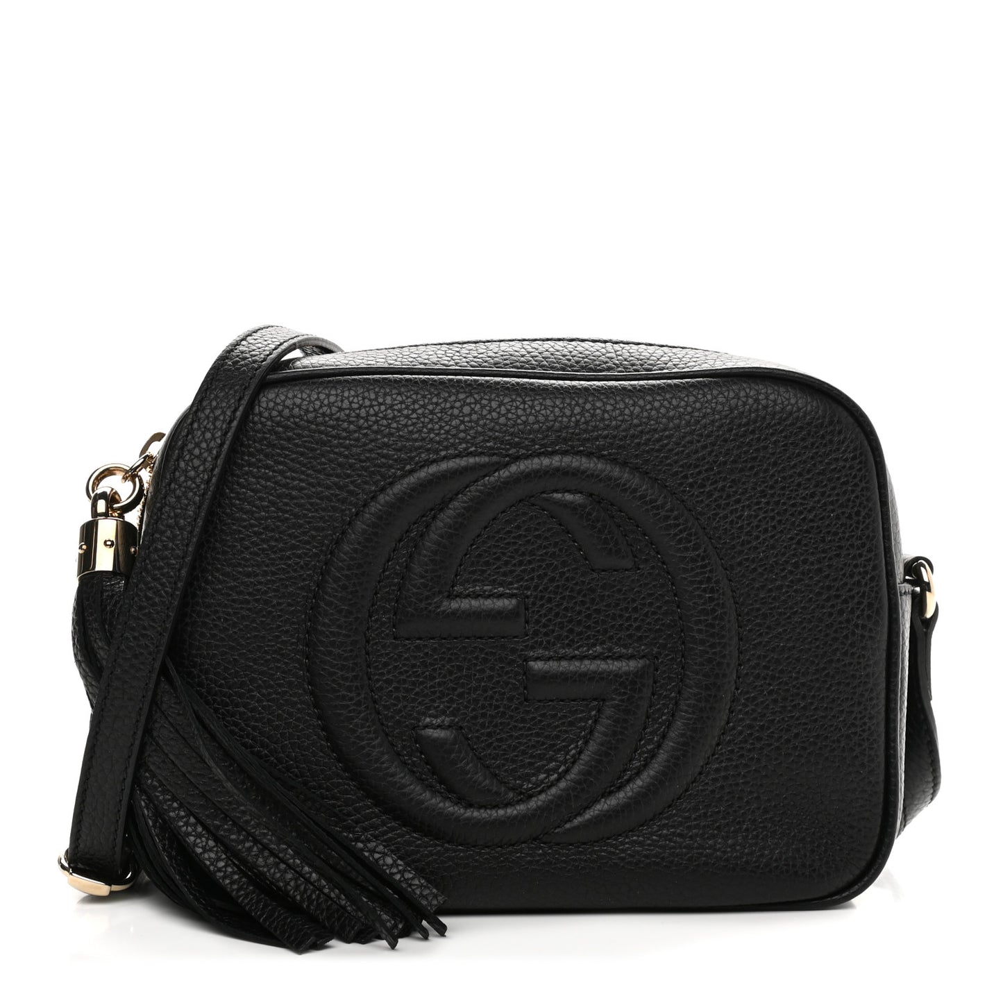 Pebbled Calfskin Small Soho Disco Bag Black