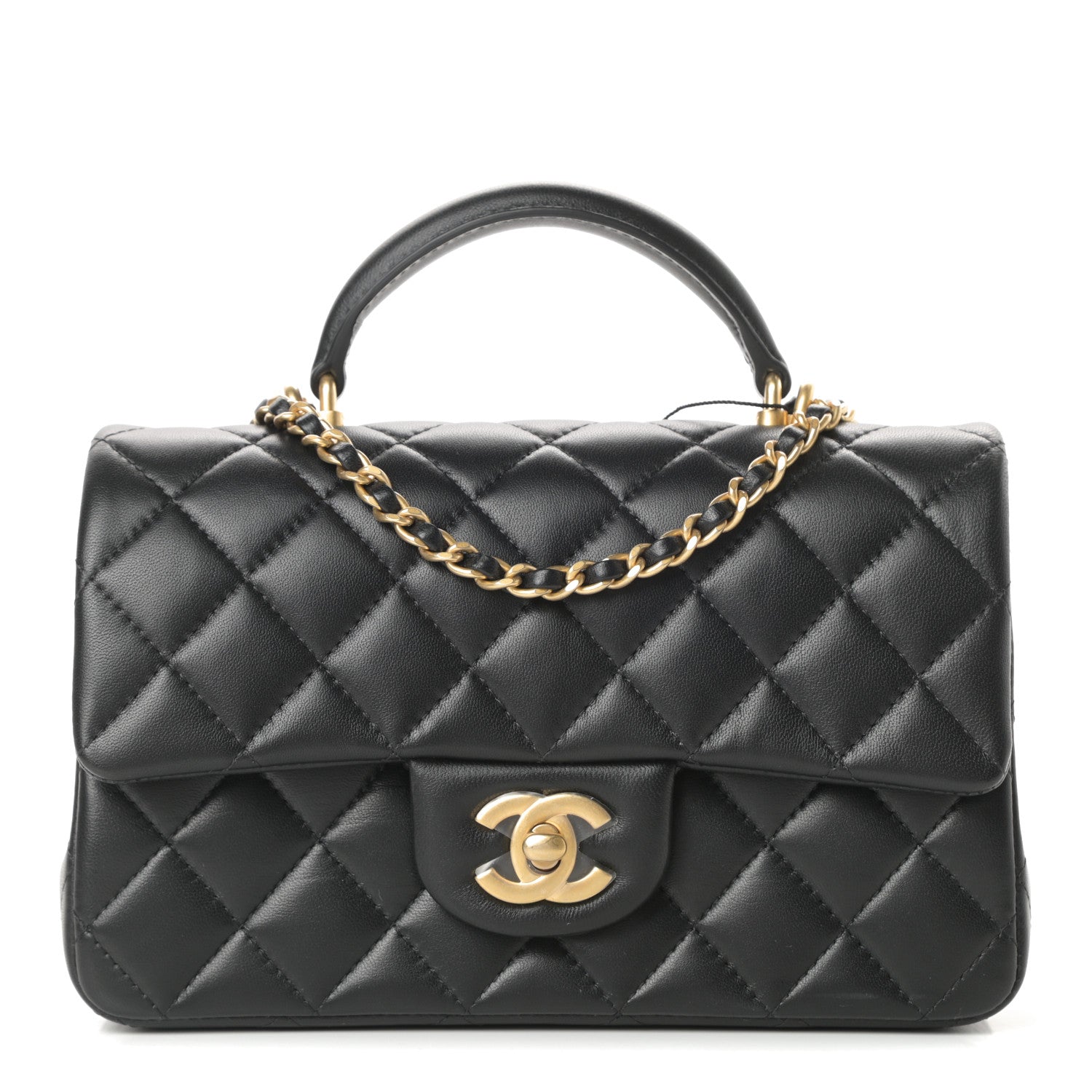 Chanel Lambskin Quilted Mini Top Handle Rectangular Flap Black 1 of 12