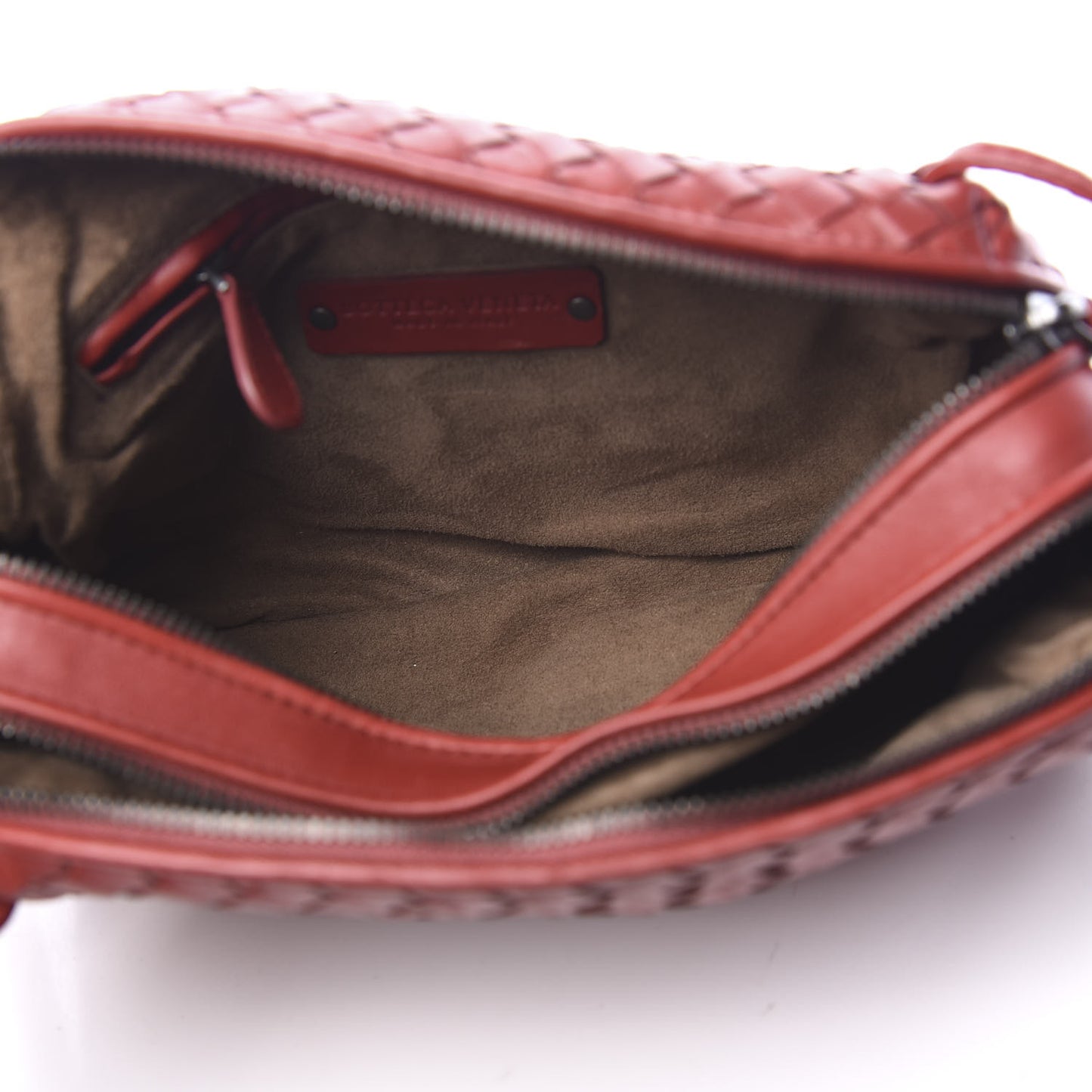 Nappa Intrecciato Double Compartment Crossbody Bag China Red