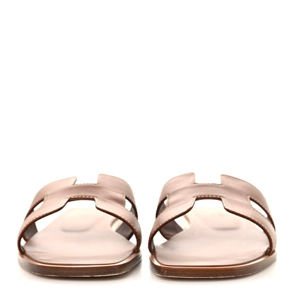 Hermes Box Calfskin Oran Sandals 37.5 Gold 3 of 10