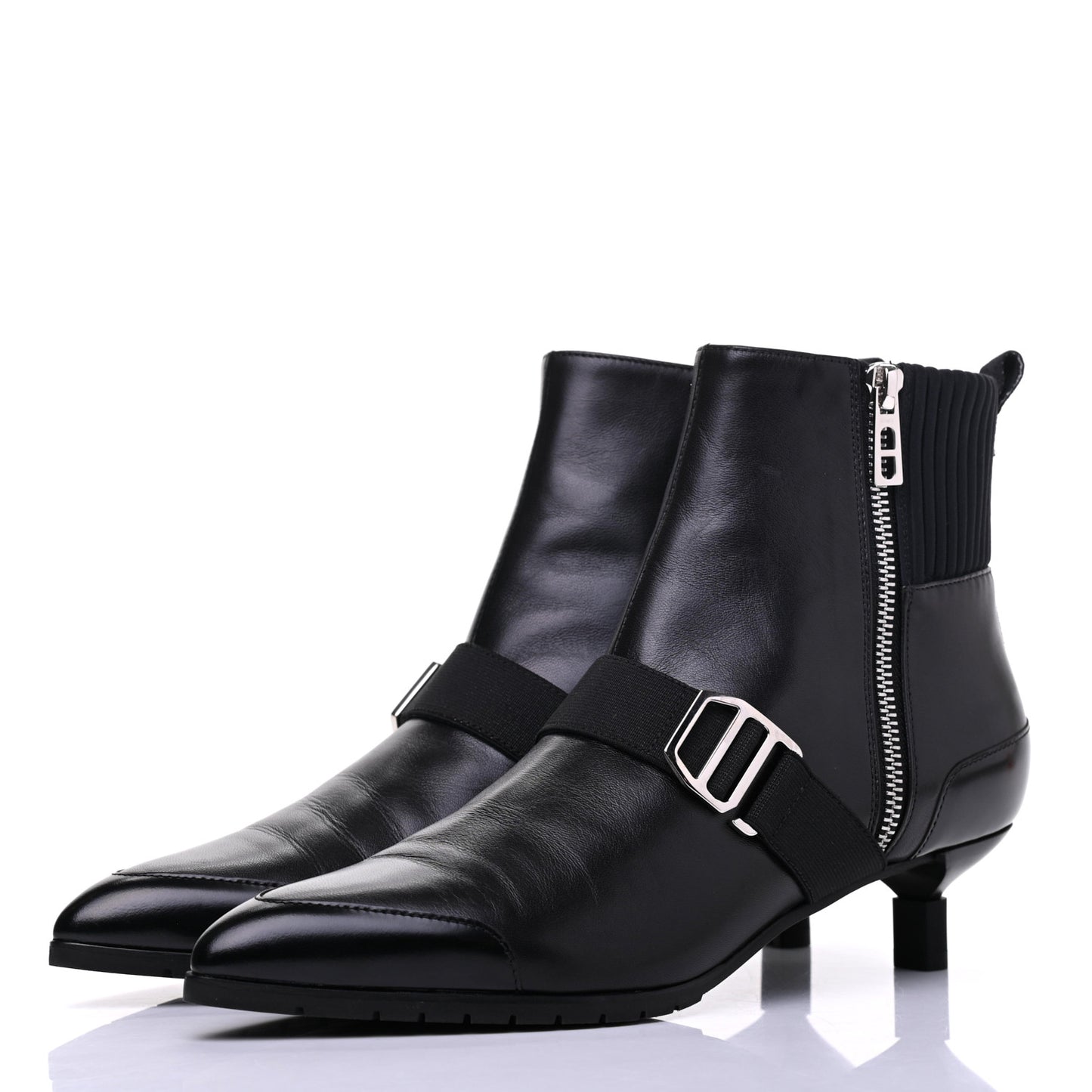 Tuscan Calfskin Technical Canvas Shocky Ankle Boots 38 Black
