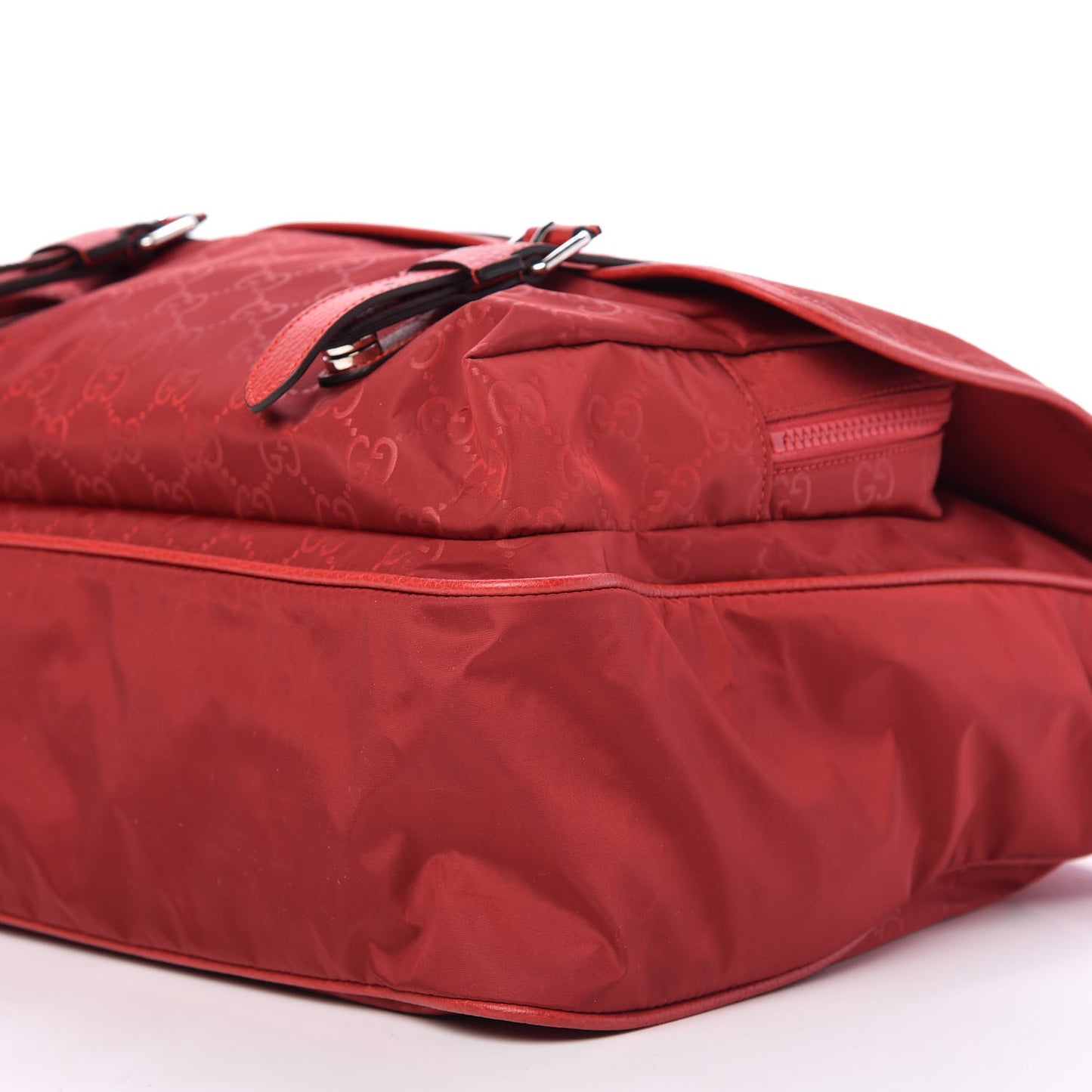 Nylon Monogram Double Buckle Flap Messenger Bag Vibrant Red
