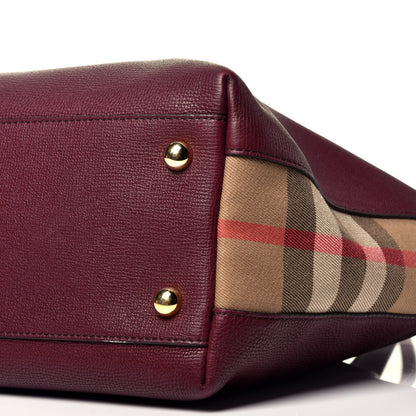 Burberry Derby Calfskin House Check Medium Welburn Tote Mahogany Red 8 of 8