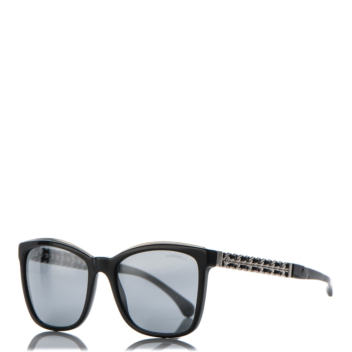 Calfskin Square Chain Sunglasses 5360-Q-A Black