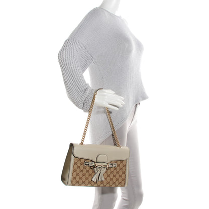 Gucci Monogram Margaux Calfskin Medium Emily Chain Shoulder Bag Beige Ebony Mystic White 2 of 7