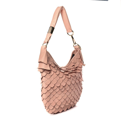 Saint Laurent Calfskin Scalloped Hobo Old Rose 3 of 12