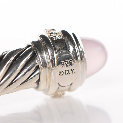 David Yurman Sterling Silver Diamond Rose Quartz 7mm Cable Classics Bracelet 3 of 3