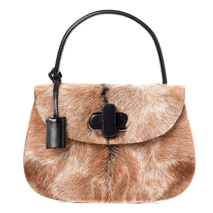 Gucci Calf Hair Calfskin Top Handle Bag Natural Black 1 of 12