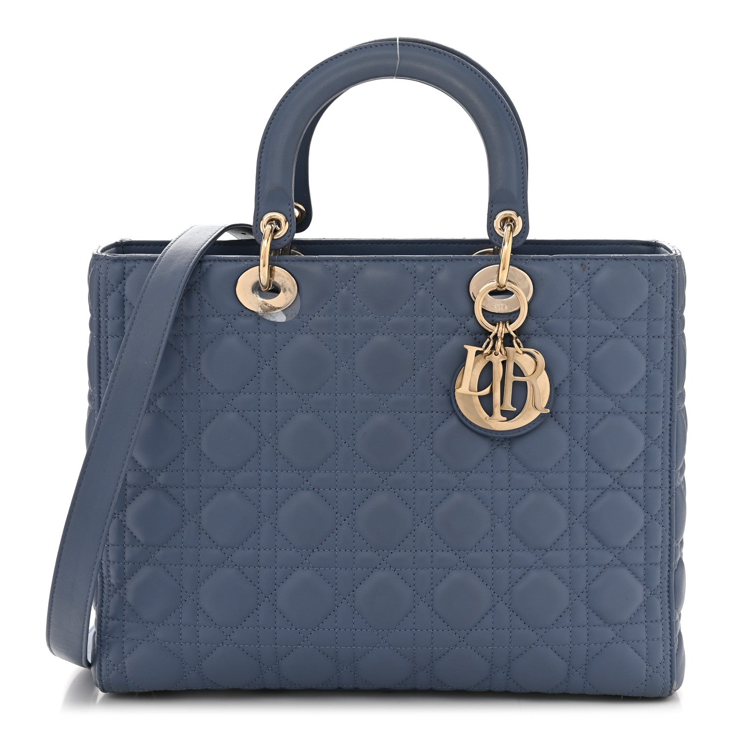 Christian Dior Lambskin Cannage Large Lady Denim 1 of 15