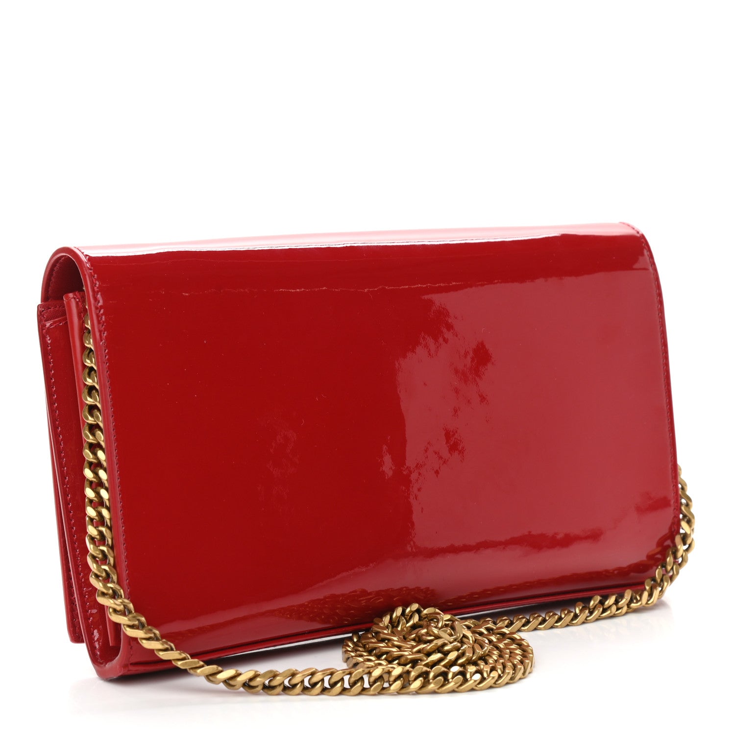 Saint Laurent Patent Calfskin Monogram Kate Wallet On Chain Rouge Eros 3 of 12